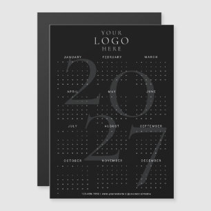 Minimal Black 2027 Calendar Business Logo Magnet