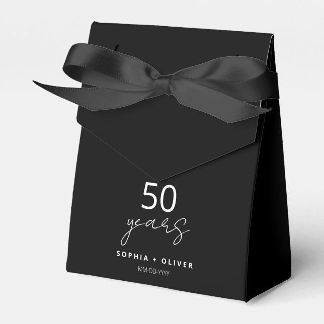 Minimal Black 50 years wedding anniversary Favour Box (Front Side)