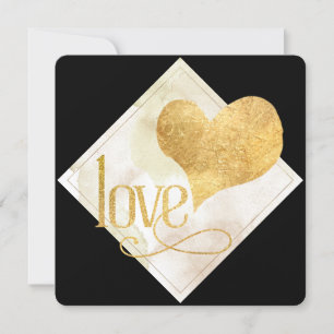 Minimal Black and Gold LOVE Valentines Holiday Card