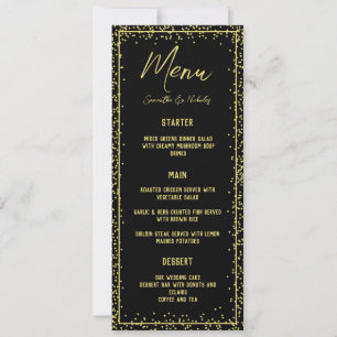 Minimal Black and Gold Wedding Menu Card