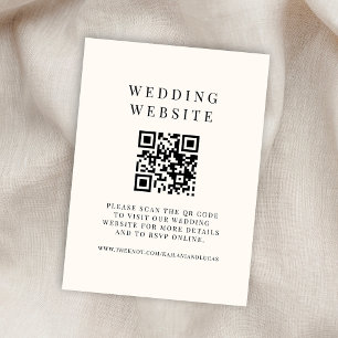 Minimal Black and Ivory QR Code Wedding Insert