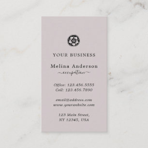 Minimal Black and Pink Flower Business Card