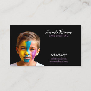 Minimal Black and Purple Face Painter Business Card