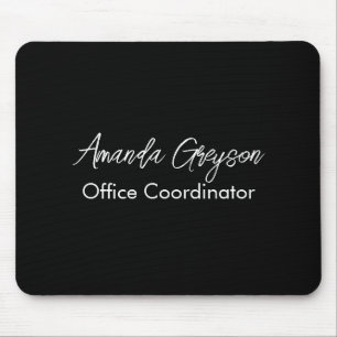 Minimal Black and White Add Your Name Monogram Mouse Mat