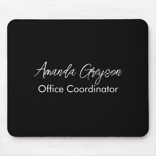 Minimal Black and White Add Your Name Monogram Mouse Mat (Front)