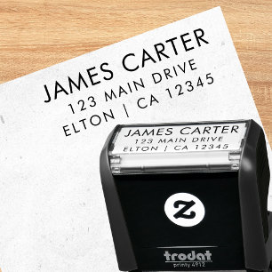 Minimal Black and White Address Rubber Stamp