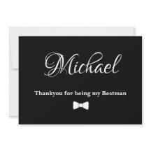 Minimal Black and White Bestman Thank You Card 