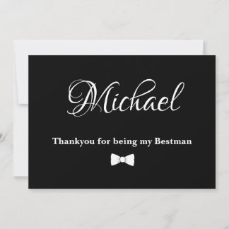 Minimal Black and White Bestman Thank You Card 