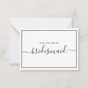 Minimal Black and White Budget Bridesmaid Proposal Card