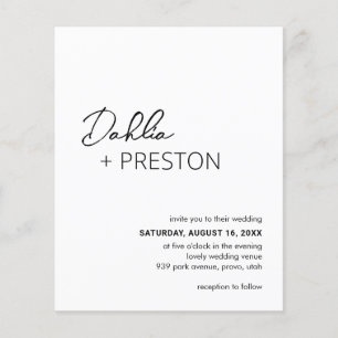 Minimal Black and White Budget Wedding Invite Flyer