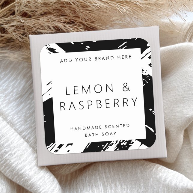 Minimal black and white bushstrokes product label (Minimal black and white bushstrokes product label)