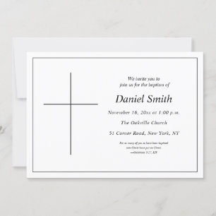 Minimal Black and White Christian Adult Baptism Invitation