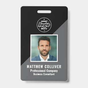 Minimal Black and White Corporate Photo ID Badge