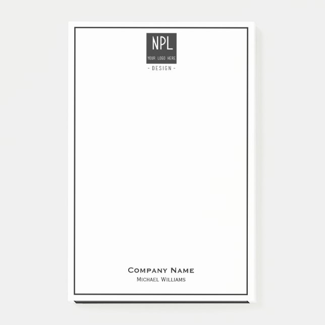 Minimal, Black and White Corporate  Post-it Notes (Front)