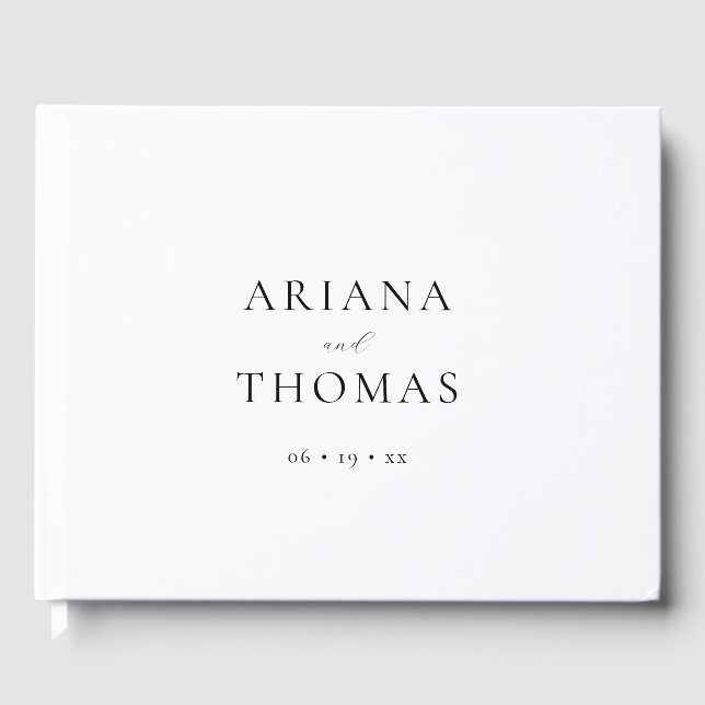 Minimal Black and White Custom Wedding Guest Book (Front)