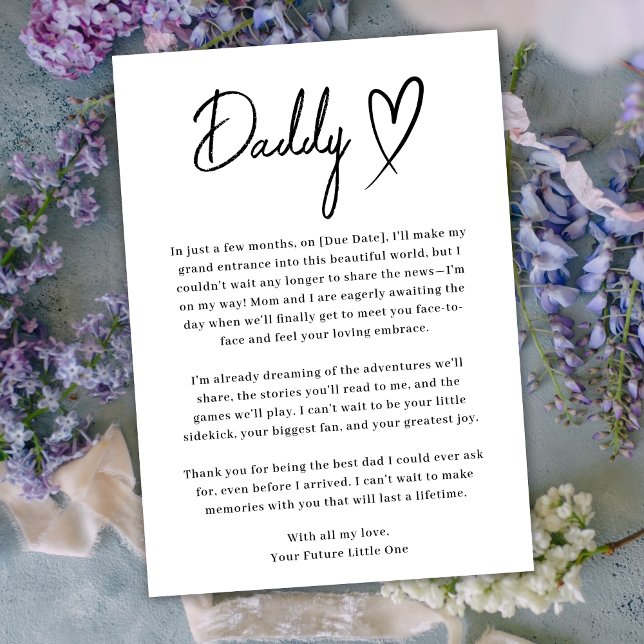 Minimal Black and White Dad Pregnancy Announcement (Creator Uploaded)