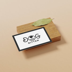 Minimal Black and White Dog Sitter Walker Groomer Business Card