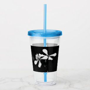 minimal black and white floral acrylic tumbler