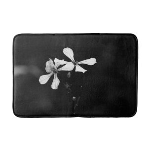 minimal black and white floral bath mat