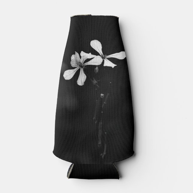 minimal black and white floral bottle cooler (Front)