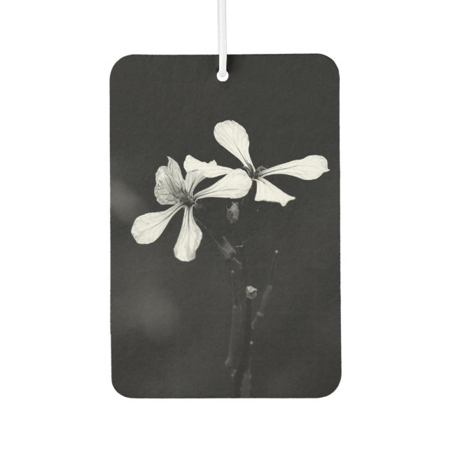 minimal black and white floral car air freshener (Front)