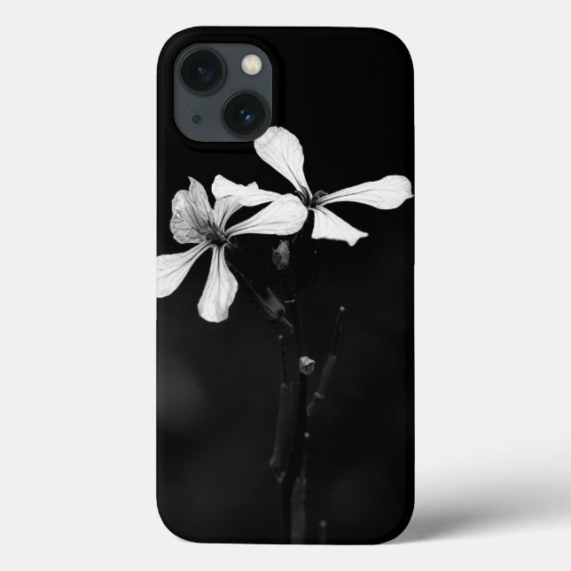 minimal black and white floral Case-Mate iPhone case (Back)