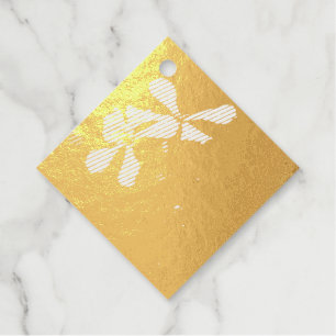 minimal black and white floral favour tags