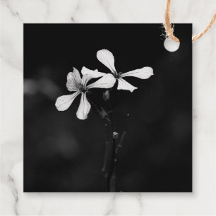 minimal black and white floral favour tags