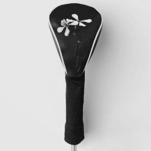 minimal black and white floral golf head cover