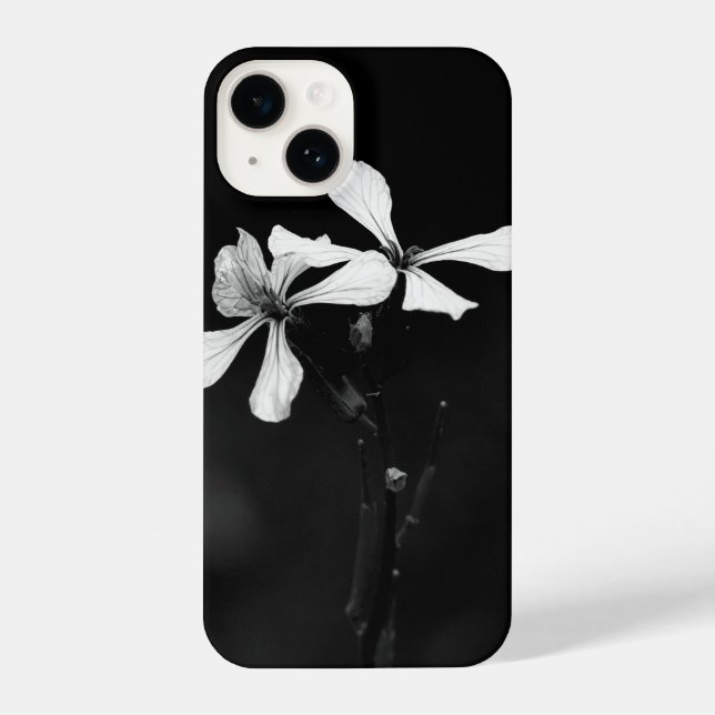 minimal black and white floral iPhone case (Back)