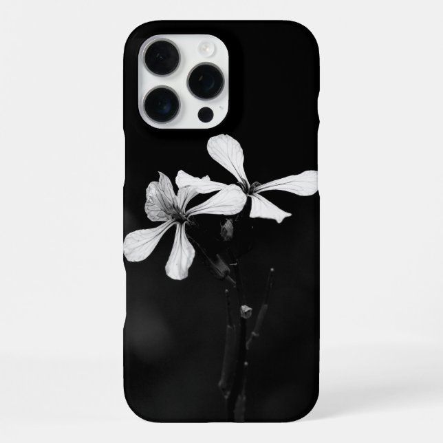 minimal black and white floral iPhone case (Back)