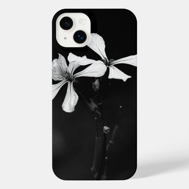 minimal black and white floral iPhone case (Back)