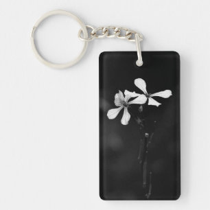 minimal black and white floral key ring