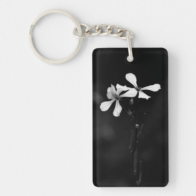 minimal black and white floral key ring (Front)