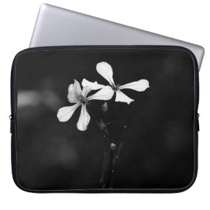 minimal black and white floral laptop sleeve