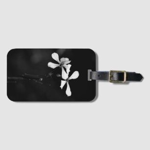 minimal black and white floral luggage tag