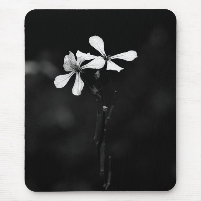 minimal black and white floral mouse mat (Front)