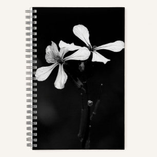 minimal black and white floral notebook
