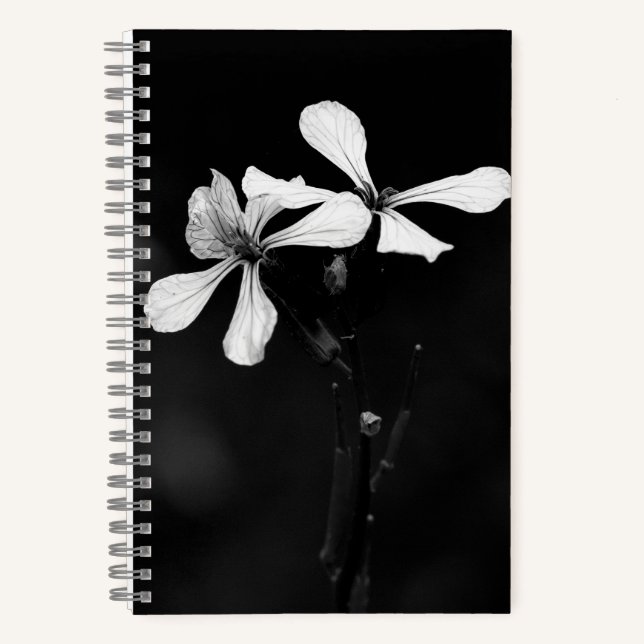 minimal black and white floral notebook (Front)