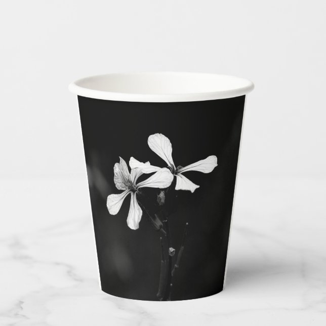 minimal black and white floral paper cups (Front)
