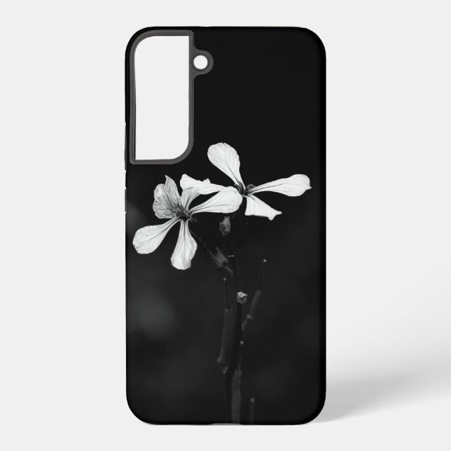minimal black and white floral samsung galaxy s22+ case (Back)
