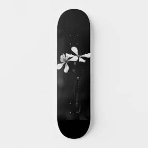 minimal black and white floral skateboard