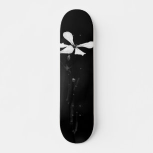 minimal black and white floral skateboard
