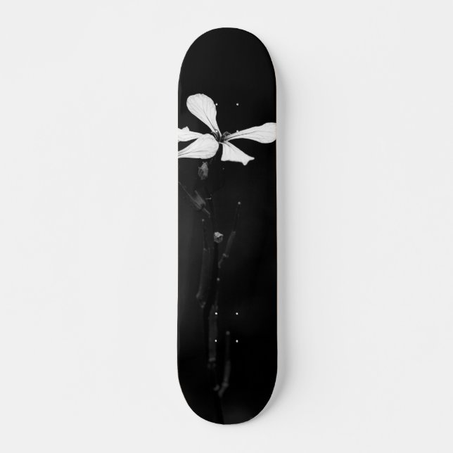 minimal black and white floral skateboard (Front)