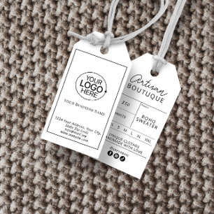 Minimal Black and White Logo Clothing Price Hang Gift Tags