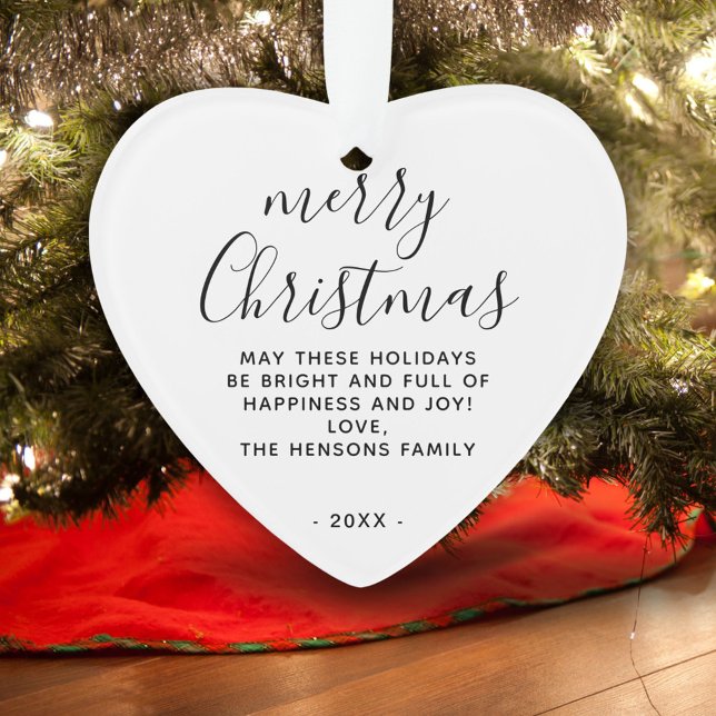 Minimal Black and White Merry Christmas Script Ornament (Creator Uploaded)