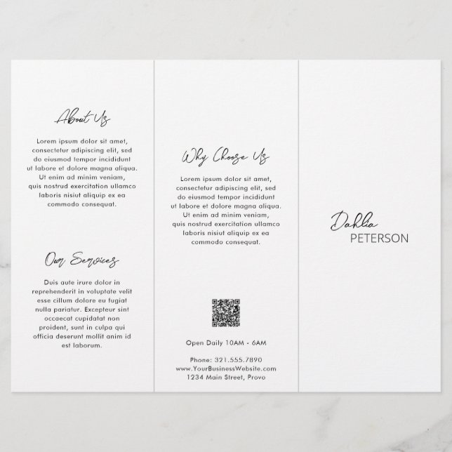 Minimal Black and White Modern Business Brochure (Front)
