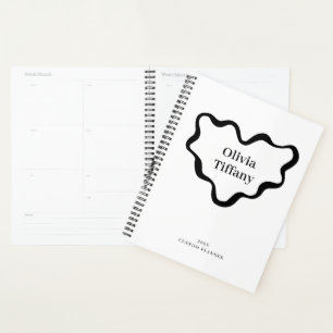 Minimal Black and White Personalized Name Year Planner