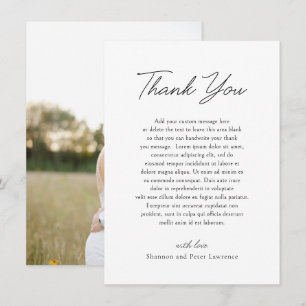 Minimal Black and White Photo Elegant Wedding Thank You Card
