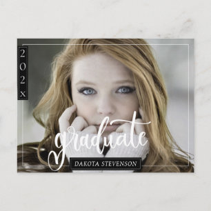 Minimal Black and White Photo Graduation Postcard